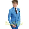 Yellow Boys Suit Double Breasted Jacket Pants 2 Piece Set Business Style Formal Wedding Tuxedo Custom Size Blazer Kids 240304