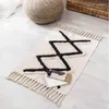 Mattor -Tufted Ethnic Wind Mat Black Diamond Cotton Doormat Bedroom Bedside Footrost Living Room soffbordsgolv