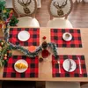 Tischsets, Weihnachts-Tischsets, karierte Schneeflocke, Weihnachtsmann, Pad, Tasse, Esszimmer, Küche, Tischset, rutschfeste Heimdekoration