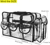 Clear Cosmetics Bag Transparent Travel Makeup Bag with 5 External Pockets and Shoulder Strap Zippered Toiletry Carry Pouch Beach Bag