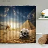 Shower Curtains Ancient Egyptian Pyramids Shower Curtain Desert Camel Famous Architectural Attractions Bathroom Waterproof Cloth Screen Washable Y240316