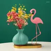 Vaser kreativ hydroponisk växtblomma vas keramisk blomkruka insertion flamingo bordsskiva dekoration