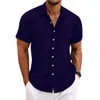 Chemises décontractées pour hommes Vente chaude printemps et été nouveaux hommes coton et lin rayé jacquard sport décontracté chemise de traîneau courte en vrac Mens shirtsC24315