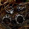 SS8-907R anel de aço soldado gótico crânio rubi preto zircão anel vintage moda punk hip hop anel de pedra de esqueleto de aço inoxidável
