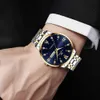 Other Watches Top Brand Men Stainless Steel Top Quailty Luxury Push Button Hidden Clasp Waterproof Luminous Date Week Sport Wrist Y240316