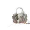 Design handbag clearance sale Same Wrinkled Leather Boston Small Bag with Zipper Dign Compact Womens Portable Can