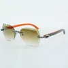 Fashion-cut lens klassiek boeket diamanten zonnebril 8300817 met natuurlijk oranje hout armgrootte 18-135 mm