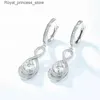 Bröllopsmycken set TBCYD 2CT färgad Mosonite Pendant Necklace Womens Pendant Earrings 925 Pure Silver Diamond Sparkling Smyckesuppsättning gåva Q240316