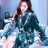 Sleepwear Women Robes Winter Warm Coral Fleece Nightdress Sleepwear Female Pamas Floral Dressing Gown Kimono Hotel Bathrobe