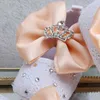 First Walkers Dollbling designed baby shoes for small child apricot flower bow crown diamond jewelry girl baby shoes baton 240315