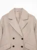 Moda simples designer feminino trench coat outono inverno dois botões reversível casaco de lã longo selvagem superior outerwear