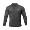 Gym Fashion Breathable Zipper Polo Shirt Mens Clothing Workout Casual Shirts Sports Long Sleeve Bodybuilding Mens s 240301