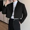 Mężczyźni Blazer stały kolor Lapel Long Rękaw Jesienne garnitury One Button Streetwear Fashion Mężczyzna Płaszcze uprawy s5xl inderun 240312