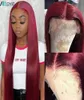 Allove 30 32 Inch 99j Colored Wig Burgundy Color Straight PrePlucked Human Hair Wigs Transparent HD Lace Front Wig Body Wave for 1793166
