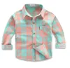 Camicie per ragazzi a righe autunno primavera Camicia per bambini in cotone per bambini Camicette scozzesi moda casual per bambini 16 colori Camisas Para Hombre 240314