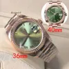 DAG Datum Herenhorloges Automatische horlogemachine 40 mm Dames 36 mm Dames Goud 904L roestvrijstalen band Saffier met diamant ST9 Verborgen vouwgesp Waterdicht SS