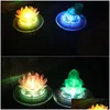 Other Lights & Lighting Rgb Solar Floating Led Lights Color Change Lotus / Frog Shape Outdoor Swimming Pool And Garden Water Decoratio Dhpda