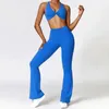 Спортивный комплект из 2 предметов, женский быстросохнущий костюм для йоги, расклешенные брюки с V-образным вырезом на спине, спортивный костюм для бега, одежда для тренировок 240307