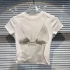 Damen T-Shirts PREPOMP 2024 Sommer Ankunft Kurzarm Bikini Blumendruck Rundhals Weißes Hemd Frauen 978