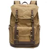 Mochila masculina vintage mochila impermeável couro de lona encerado 15.6 Polegada saco de computador portátil grande pacote de viagem ao ar livre sacos