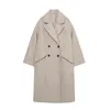 Moda simples designer feminino trench coat outono inverno dois botões reversível casaco de lã longo selvagem superior outerwear