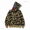 Shark Hoodies Herren Damen Camo Shark Full Zip Hoodie Mode Herren Deisigners Hoody Stylist Cartoon Sharks Druck Hoodies Jacke Mann Sweatshirts Größe M-3XL 988