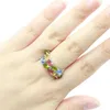 Cluster Rings 26x8mm Multi Color FireRainbow Mystic Topaz Peridot Golden Citrine Violet Tanzanite Tourmaline Wedding Daily Wear Silver