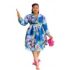 Basic Casual Dresses New Plus Size African Dresses for Women New Arrival Summer Long Sle V-neck Printed Dress with Belt Africa Women Clothes 2024C24315