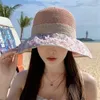 Wide Brim Hats Ladies' Spring Lace Fisherman Hat Small Face Effect Breathable Sunscreen Uv Protective Detachable Foldable Outdoor Large