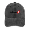 Berretti Swiss International AirLines (testo nero) Cappello da cowboy Abbigliamento da golf Borsa da spiaggia Uomo Donna