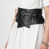 Fashion wide belt sheepskin casual waistband women's decorative shirt coat skirt belt black 240315