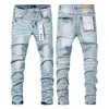 Herrenjeans der Marke Purple, American High Street, Distressed-Patch, trendiges gerades Bein