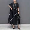 Grundläggande casual klänningar koreansk stil ny 2023 sommarkvinna casual wear w svart lång pullover klänning lös fit tidvatten stor storlek klänning robe femme jjxd366c24315