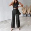 Zweiteilige Damenhose, Büromode, Pendler-Zweiteiler, sexy Reverskragen, ärmellose Weste, Tops, lange Hose, Outfits für Damen, eleganter Knopf