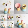 Керамические вазы для сухих цветов Mticolor Bud Vase Рождественский подарок Boho Маленький уникальный домашний декор Полка Прямая доставка Сад Dht2Y