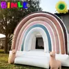 4x4x3mH (13.2x13.2x10ft) Château gonflable gonflable de style Boho Jumper Pogo Rainbow Bounce House avec souffleur Mini château sautant pastel pour la fête