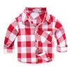 Camicie per ragazzi a righe autunno primavera Camicia per bambini in cotone per bambini Camicette scozzesi moda casual per bambini 16 colori Camisas Para Hombre 240314