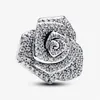 Neues Damen-Designer-Charm-Armband zum Selbermachen, passend für Pandoras, weiße Rose in voller Blüte, Colliers-Halskette, luxuriöser Ohrring-Ring mit Diamanten, Blumen-Armband, Schmuck, Muttergeschenk