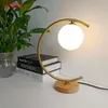 Tafellampen Nordic glazen bol Houten tafellamp slaapkamer woonkamer decor verlichting Studie Lezen Bureaulamp nachtkastje Nachtlampje Goud Zwart YQ240316