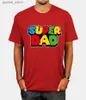 Herren-T-Shirts Sunfiz YF Super Dad T-Shirt Super Mom Herren T-Shirt Vatertagsgeschenk Papa Herren T-Shirt Top T-Shirt 100 % Baumwolle T-Shirt Q240316