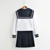 White Schoolgirl Uniform Japanese Class Navy Sailor School Uniforms Students Clothes For Girls Anime COS Suit plus 240323