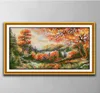 Herfst landschap DIY kruissteek Borduren Gereedschap Handwerken sets geteld print op canvas DMC 14CT 11CT doek2433148