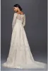 2024 Modest Wedding Dresses Long Sleeves Lace Applique Off-shoulder Bridal Gowns Garden Outdoor Plus Size Oleg Cassini Wedding Dress 001