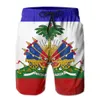 Homens Swimwear 2022 Brasão de Armas do Haiti País Bandeira Clássico Mens Swim Trunks Praia Shorts com Bolsos 240315