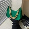 Avondtassen Dames Vilten Handtassen Imitatie Metalen Ketting Onderarmtas Dames Kleine Groene Schouder Tote Mode Koppeling Portemonnee