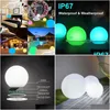 Lampy trawnikowe Wodoodporne ładowanie LED Light Light Outdoor Garden Decoration Basen Kule pływające kula z zdalną kroplą lampki dostarczania DHTP8