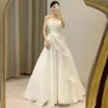 Luxury White Satin Chiffon Strapless Wedding Maxi Bride Dress Elegant Long Prom Evening Guest Formal Party Women Dresses 240314