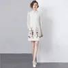 Casual Dresses Elegant Women Doll Collar Short Dress 2024 Spring Long Sleeves Fashion Vintage Embroidered Loose Female Clothing