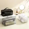 Cosmetic Bags Letter Clear Mesh Makeup Bag Simple Hollow Pure Color Transparent Item Travel Wash Outdoor