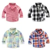 Camicie per ragazzi a righe autunno primavera Camicia per bambini in cotone per bambini Camicette scozzesi moda casual per bambini 16 colori Camisas Para Hombre 240314